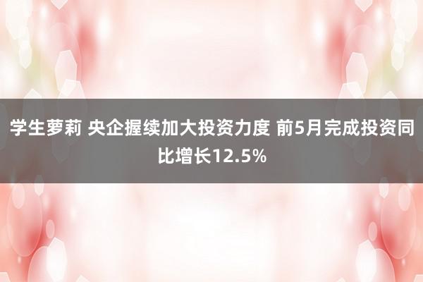 学生萝莉 央企握续加大投资力度 前5月完成投资同比增长12.5%