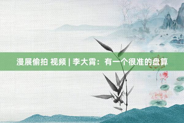 漫展偷拍 视频 | 李大霄：有一个很准的盘算