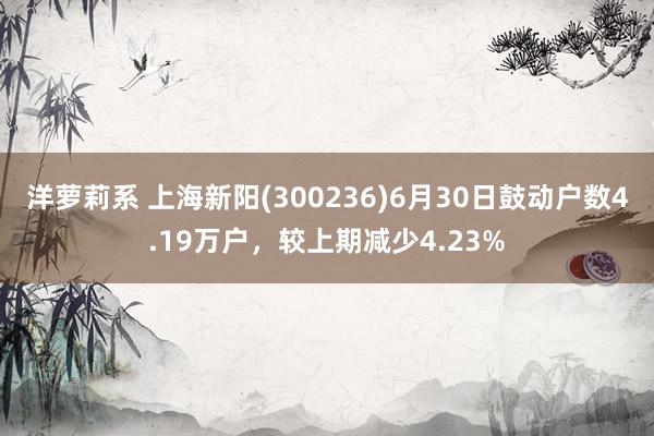 洋萝莉系 上海新阳(300236)6月30日鼓动户数4.19万户，较上期减少4.23%