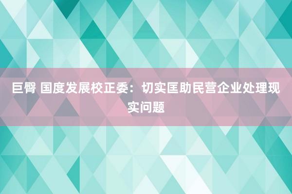 巨臀 国度发展校正委：切实匡助民营企业处理现实问题